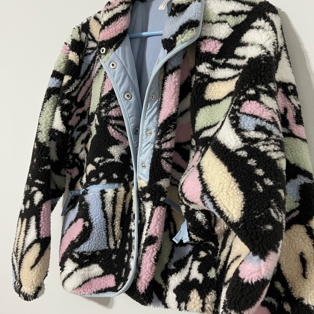 Free People Rocky Ridge Butterfly Print Sherpa Jacket Size XS - Picture 2 of 10